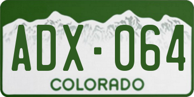 CO license plate ADX064