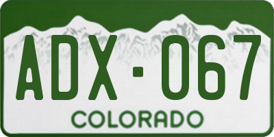 CO license plate ADX067