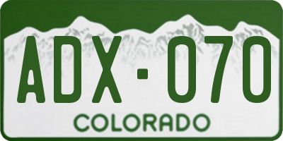 CO license plate ADX070