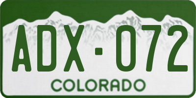 CO license plate ADX072