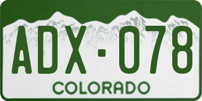CO license plate ADX078
