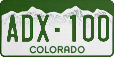 CO license plate ADX100