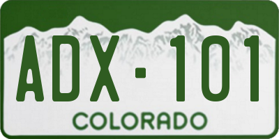 CO license plate ADX101