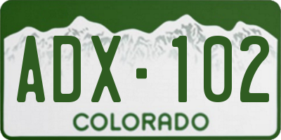 CO license plate ADX102