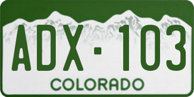 CO license plate ADX103