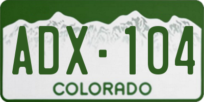 CO license plate ADX104