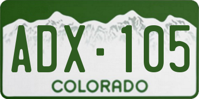 CO license plate ADX105