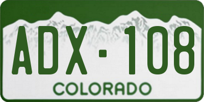 CO license plate ADX108