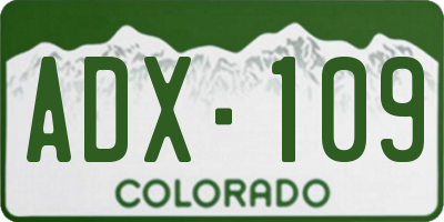 CO license plate ADX109