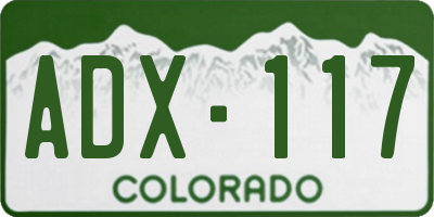 CO license plate ADX117