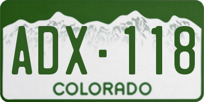 CO license plate ADX118