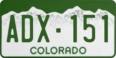CO license plate ADX151