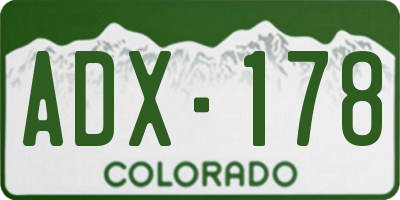CO license plate ADX178