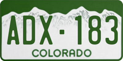CO license plate ADX183