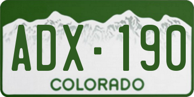CO license plate ADX190