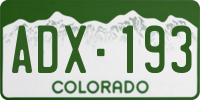 CO license plate ADX193