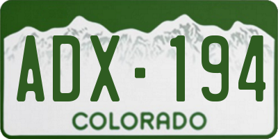 CO license plate ADX194