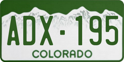 CO license plate ADX195