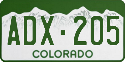 CO license plate ADX205