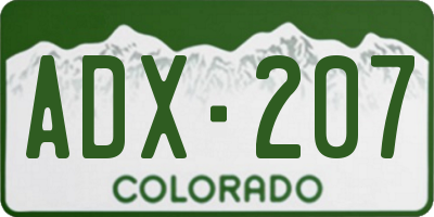 CO license plate ADX207