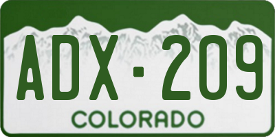 CO license plate ADX209