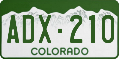 CO license plate ADX210