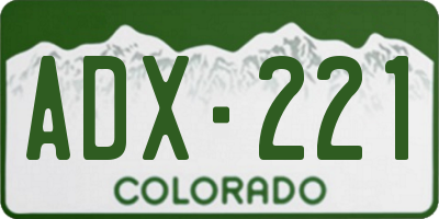 CO license plate ADX221