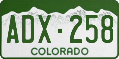 CO license plate ADX258
