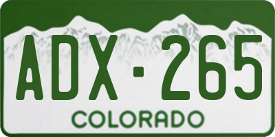 CO license plate ADX265