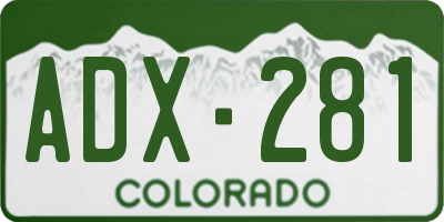 CO license plate ADX281