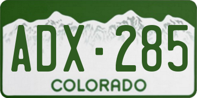 CO license plate ADX285