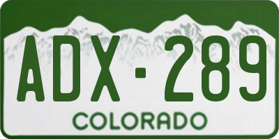 CO license plate ADX289