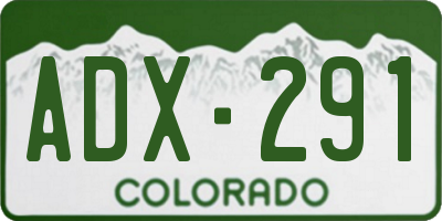 CO license plate ADX291