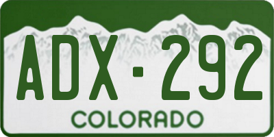 CO license plate ADX292
