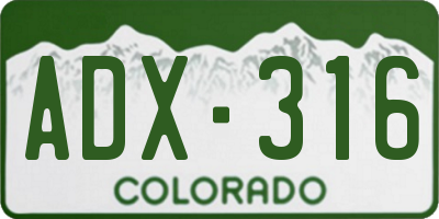 CO license plate ADX316