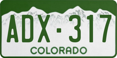 CO license plate ADX317