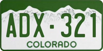 CO license plate ADX321