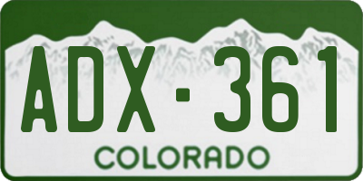 CO license plate ADX361