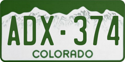 CO license plate ADX374