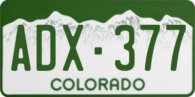 CO license plate ADX377