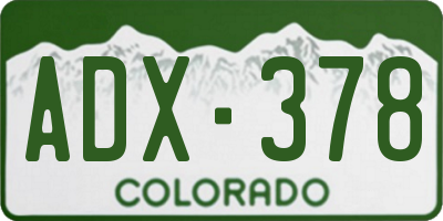 CO license plate ADX378
