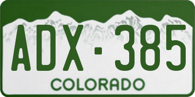 CO license plate ADX385