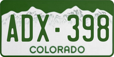 CO license plate ADX398
