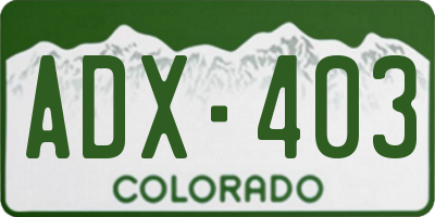 CO license plate ADX403