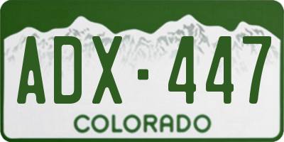 CO license plate ADX447