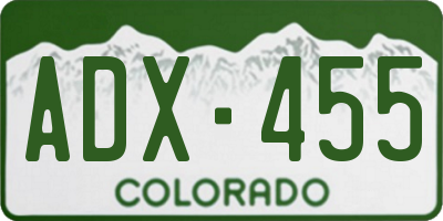CO license plate ADX455
