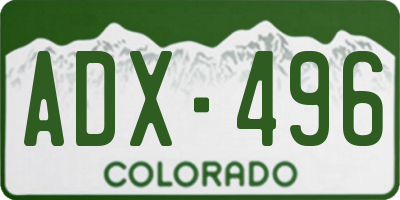 CO license plate ADX496