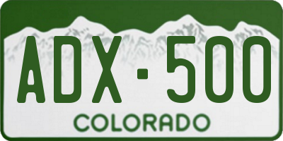 CO license plate ADX500