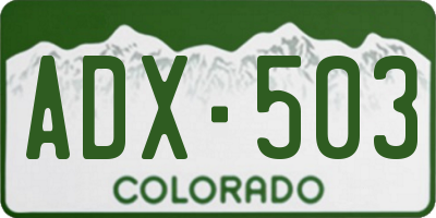 CO license plate ADX503