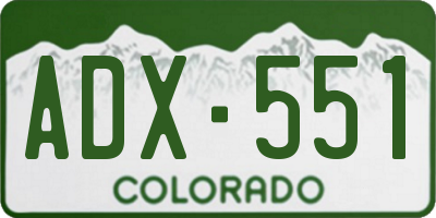 CO license plate ADX551